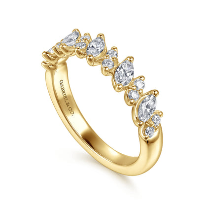 14K Yellow Gold Prong Set Marquise and Round Diamond Anniversary Band — Gabriel & Co. AN16919Y44JJ
