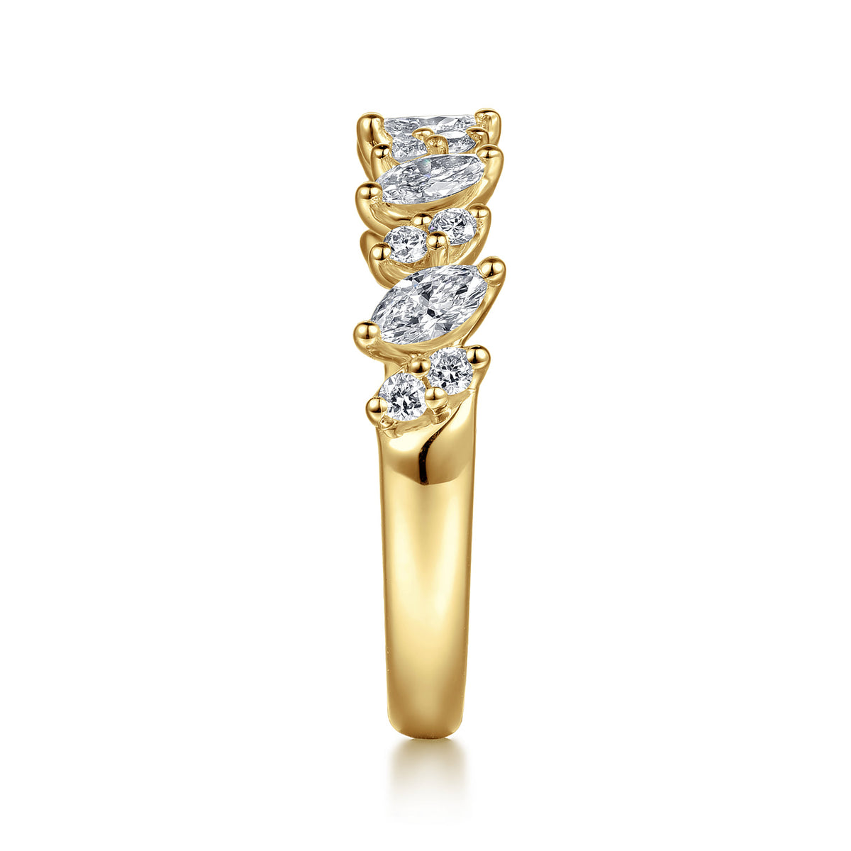 14K Yellow Gold Prong Set Marquise and Round Diamond Anniversary Band — Gabriel & Co. AN16919Y44JJ