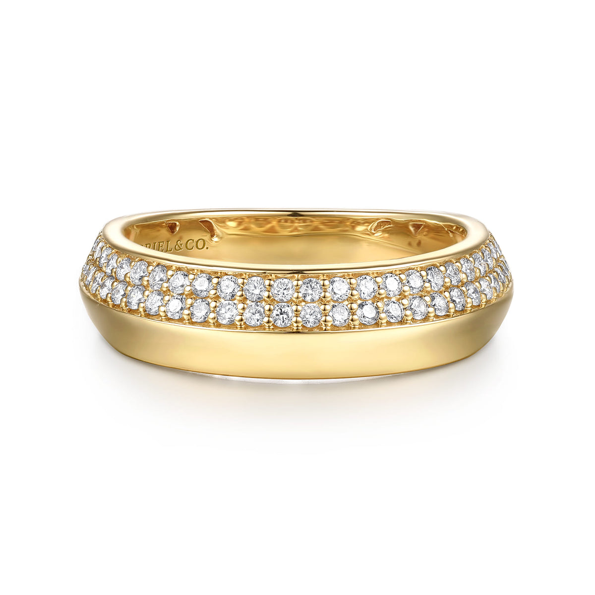 14K Yellow Gold Beads Setting Diamond Anniversary Band — Gabriel & Co. AN16923Y44JJ