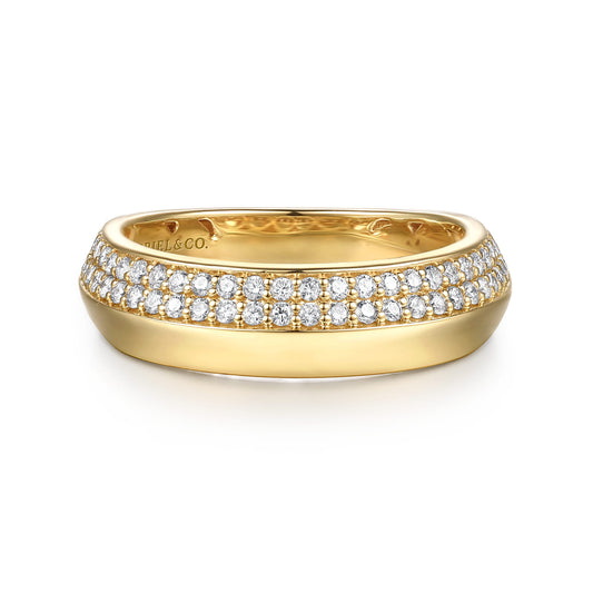 14K Yellow Gold Beads Setting Diamond Anniversary Band — Gabriel & Co. AN16923Y44JJ