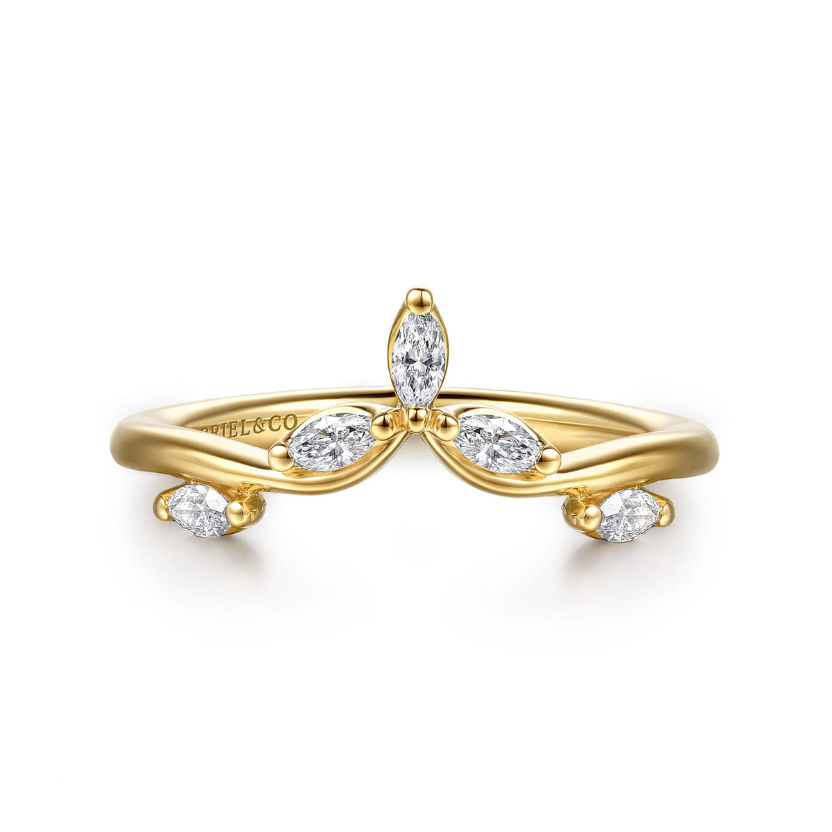 14K Yellow Gold Prong Set Marquise Diamond Anniversary Band — Gabriel & Co. AN16926Y43JJ