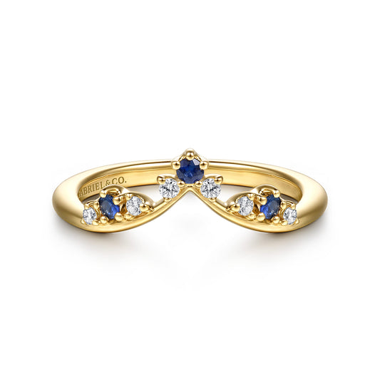 14K Yellow Gold Prong Set Sapphire and Diamond Anniversary Band — Gabriel & Co. AN16927Y44SA