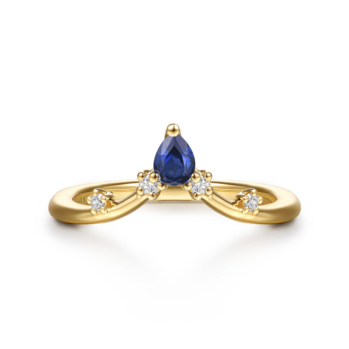 14K Yellow Gold Prong Set Pear Sapphire and Round Diamond Anniversary Band — Gabriel & Co. AN16941Y44SA