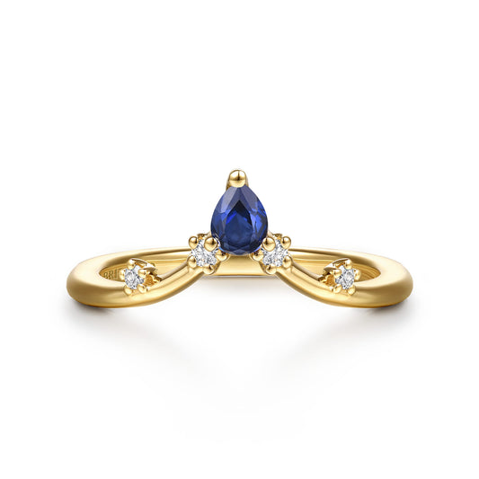 14K Yellow Gold Prong Set Pear Sapphire and Round Diamond Anniversary Band — Gabriel & Co. AN16941Y44SA