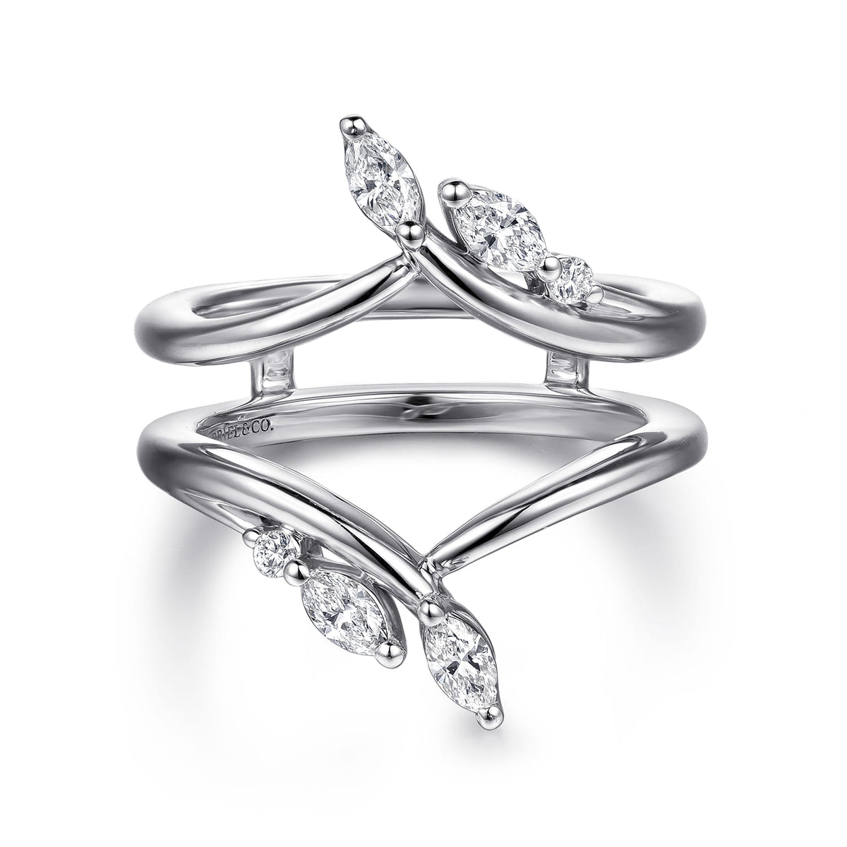 14K White Gold Prong set Marquise and Round Diamond Ring Enhancer — Gabriel & Co. AN16942M-W44JJ