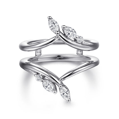 14K White Gold Prong set Marquise and Round Diamond Ring Enhancer — Gabriel & Co. AN16942M-W44JJ