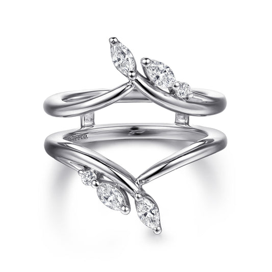 14K White Gold Prong set Marquise and Round Diamond Ring Enhancer — Gabriel & Co. AN16942M-W44JJ