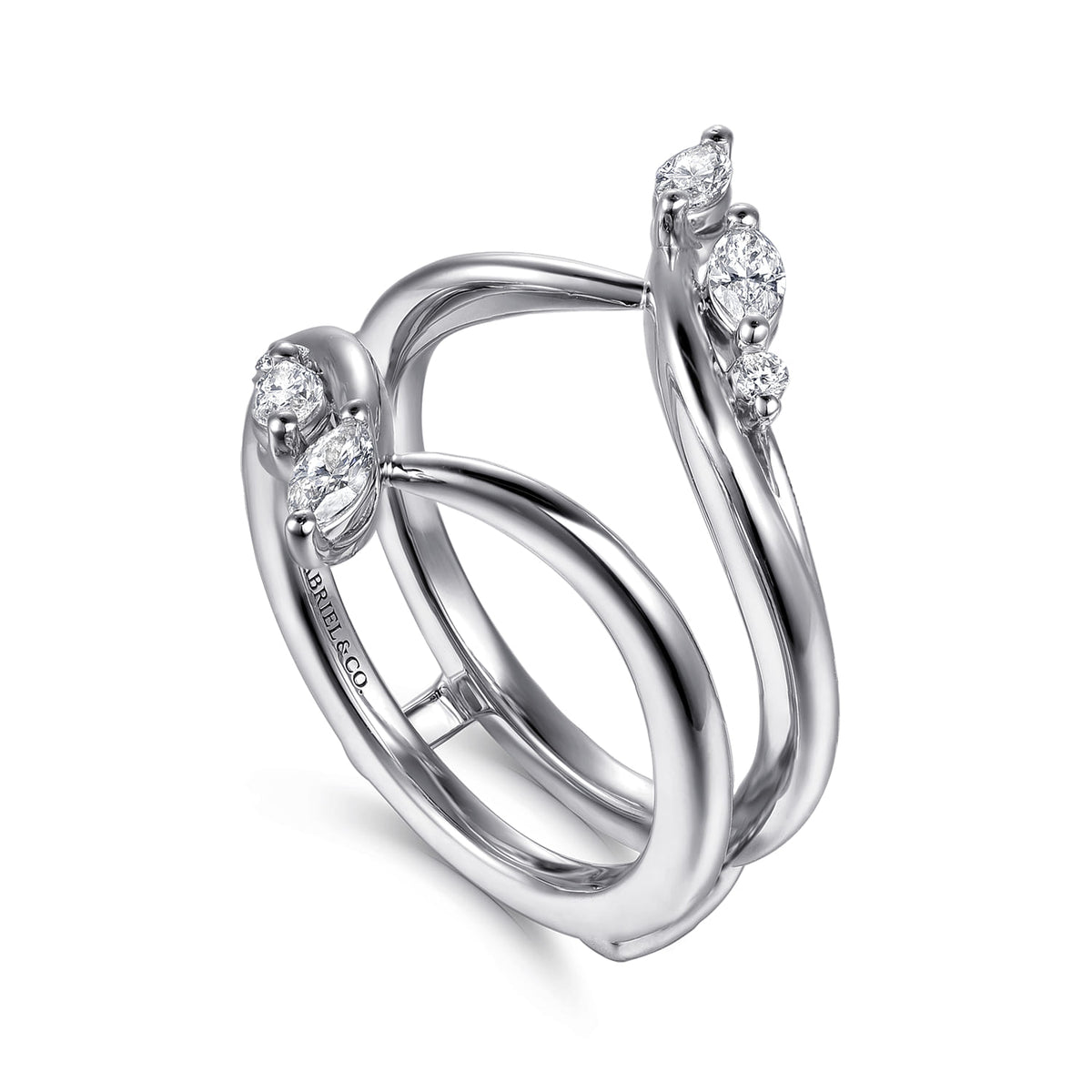 14K White Gold Prong set Marquise and Round Diamond Ring Enhancer — Gabriel & Co. AN16942M-W44JJ