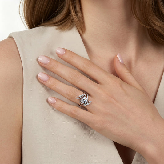 14K White Gold Prong set Marquise and Round Diamond Ring Enhancer — Gabriel & Co. AN16942M-W44JJ