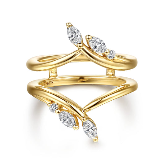 14K Yellow Gold Prong set Marquise and Round Diamond Ring Enhancer — Gabriel & Co. AN16942M-Y44JJ