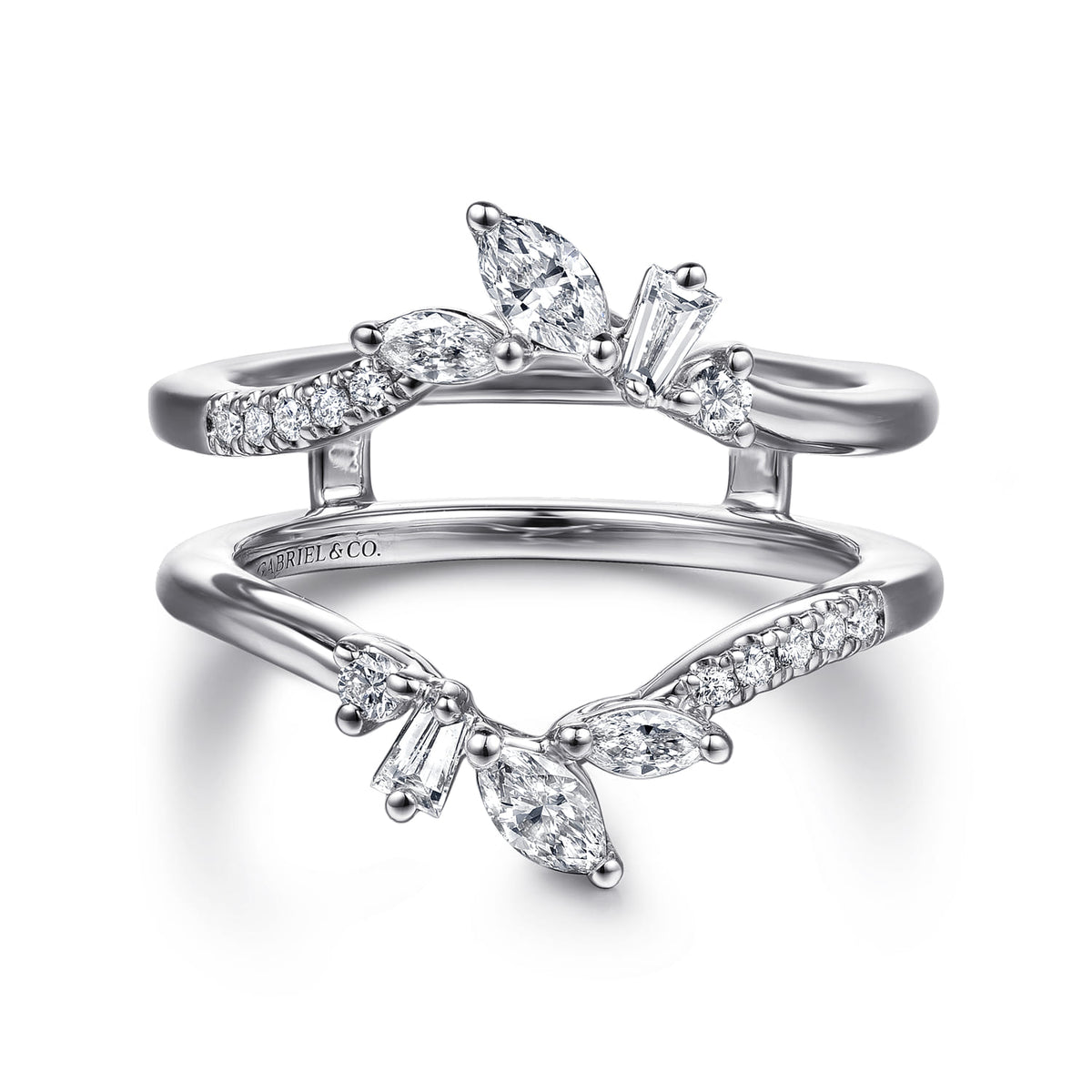 14K White Gold Prong Set Fancy Diamond Ring Enhancer — Gabriel & Co. AN16943M-W44JJ