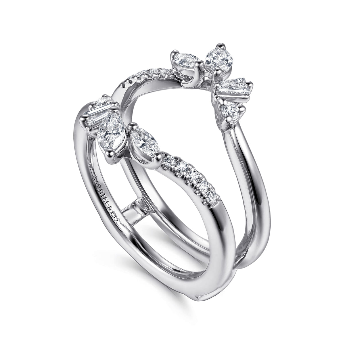 14K White Gold Prong Set Fancy Diamond Ring Enhancer — Gabriel & Co. AN16943M-W44JJ