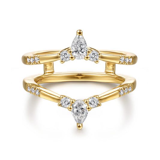 14K Yellow Gold Prong set Pear and Round Diamond Ring Enhancer — Gabriel & Co. AN16944M-Y44JJ