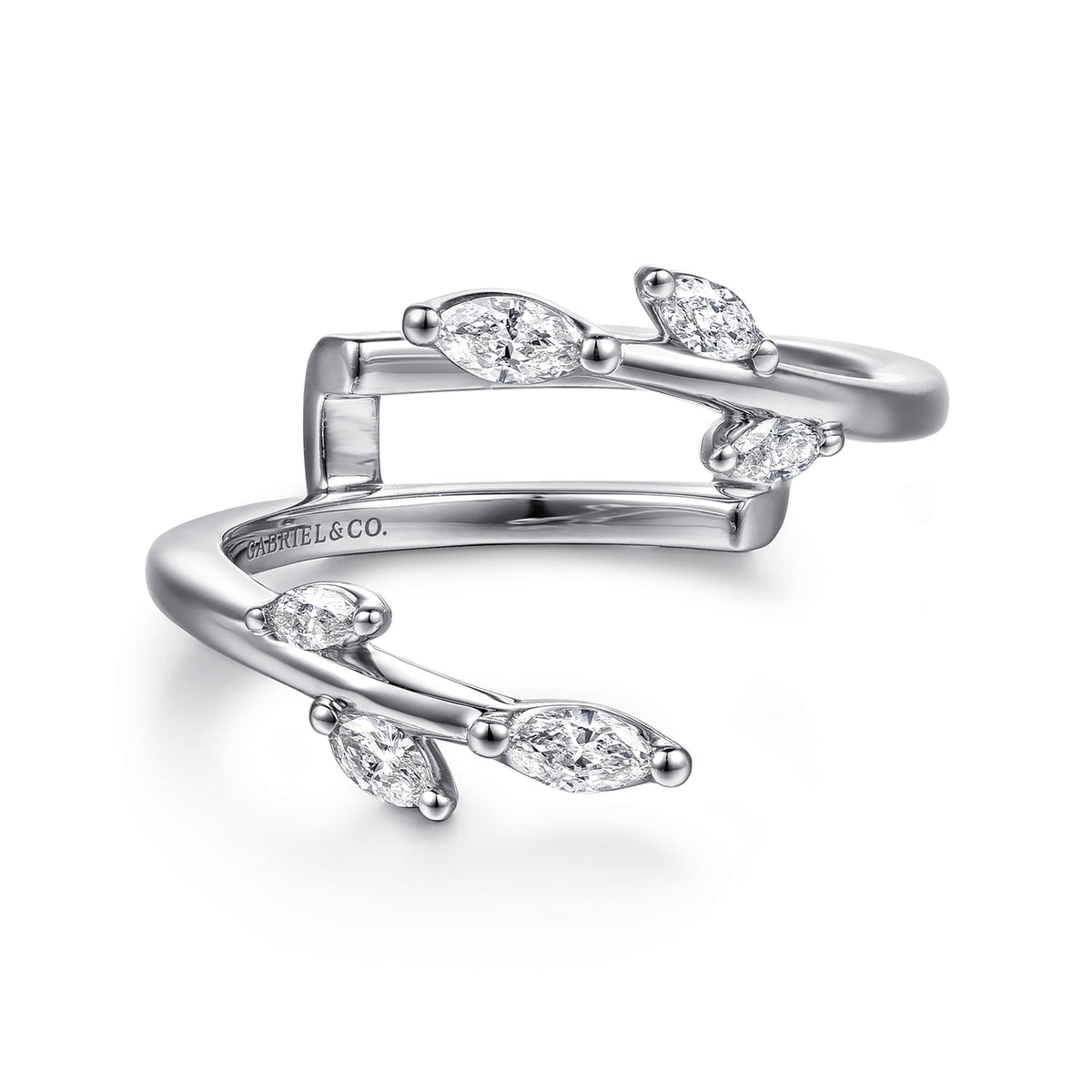 14K White Gold Prong set Marquise Diamond Ring Enhancer — Gabriel & Co. AN16945M-W43JJ