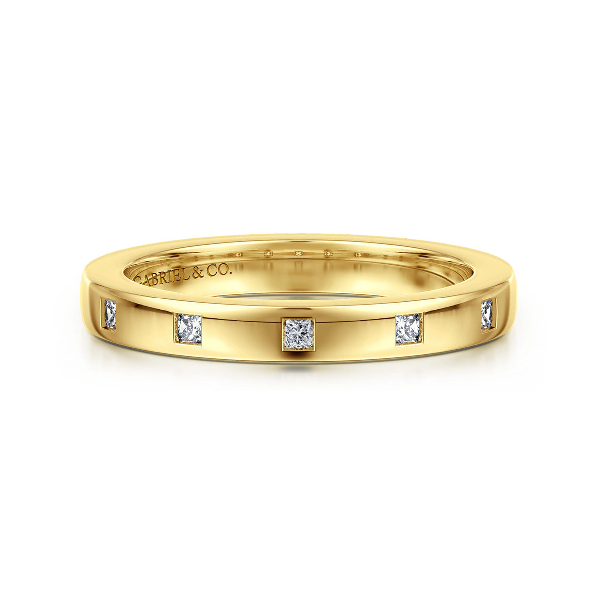14K Yellow Gold Bezel Set Princess Cut Diamond Anniversary Band — Gabriel & Co. AN16982Y44JJ