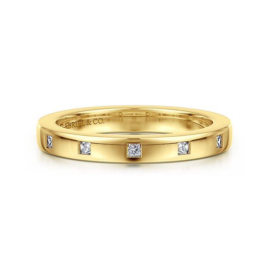 14K Yellow Gold Bezel Set Princess Cut Diamond Anniversary Band — Gabriel & Co. AN16982Y44JJ