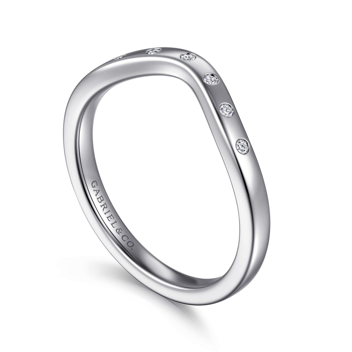 14K White Gold Bezel 7 Stone Diamond Anniversary Band — Gabriel & Co. AN16992W44JJ