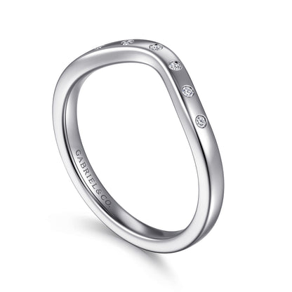 14K White Gold Bezel 7 Stone Diamond Anniversary Band — Gabriel & Co. AN16992W44JJ