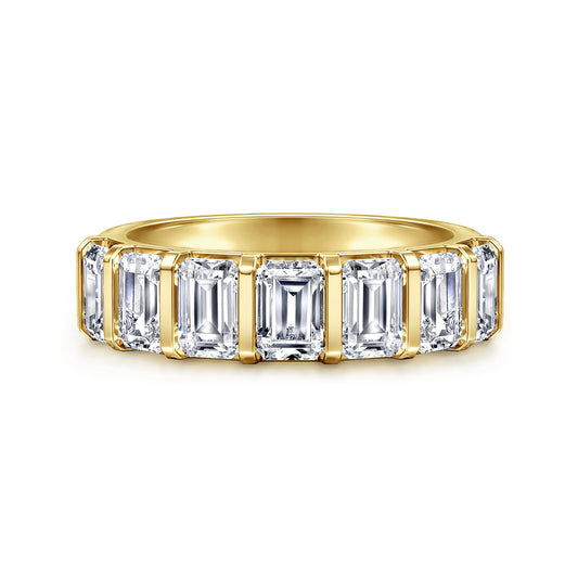 14K Yellow Gold Bar Set Emerald Cut Diamond Anniversary Band — Gabriel & Co. AN17015Y43JJ
