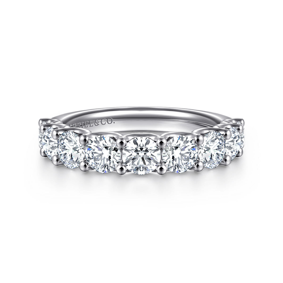 14K White Gold Scallop Setting 9 Stone Diamond Anniversary Band — Gabriel & Co. AN17064W44JJ