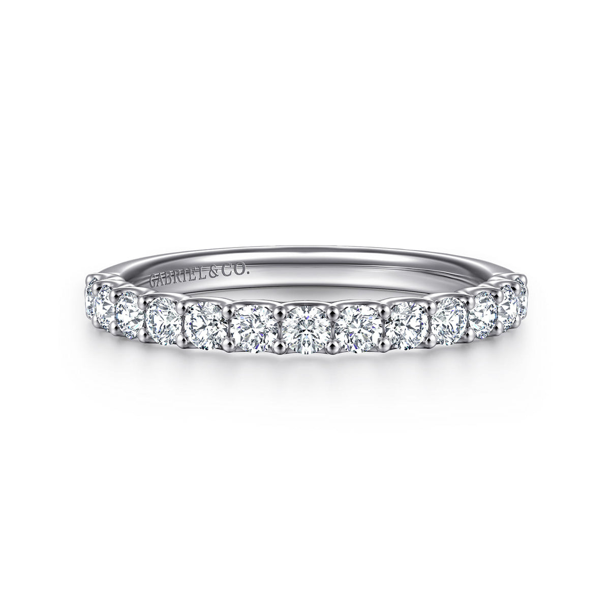 14K White Gold Scallop Setting Diamond Wedding Band — Gabriel & Co. AN17065W44JJ
