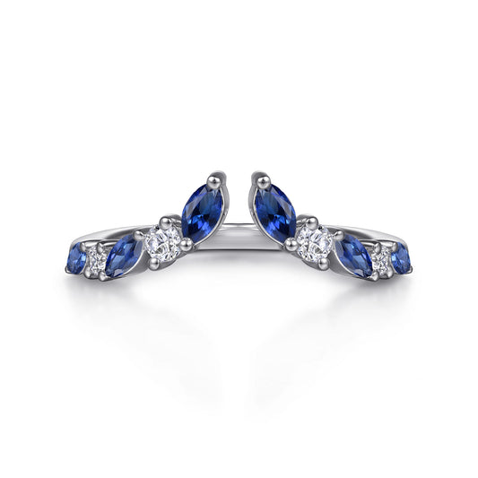 14K White Gold Prong Set Marquise and Round Open Diamond Anniversary Band — Gabriel & Co. AN17082W44SA