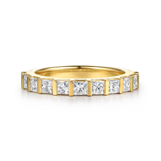 14K Yellow Gold Bar Set Princess Cut Diamond Anniversary Band — Gabriel & Co. AN17117Y44JJ