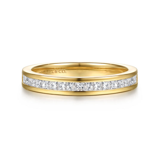 14K Yellow Gold Channel Setting Princess Cut Diamond Wedding Band — Gabriel & Co. AN17118Y44JJ