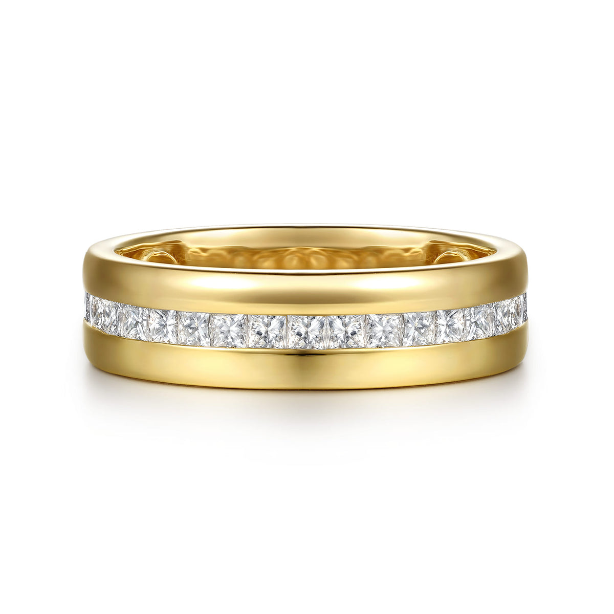 14K Yellow Gold Channel Setting Princess Cut Diamond Anniversary Band — Gabriel & Co. AN17120Y44JJ