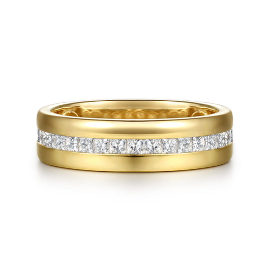 14K Yellow Gold Channel Setting Princess Cut Diamond Anniversary Band — Gabriel & Co. AN17120Y44JJ