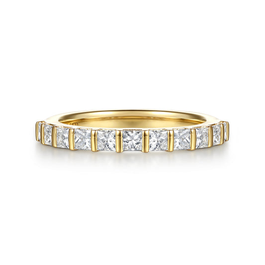 14K Yellow Gold Bar Set Princess Cut Diamond Anniversary Band — Gabriel & Co. AN17125Y44JJ