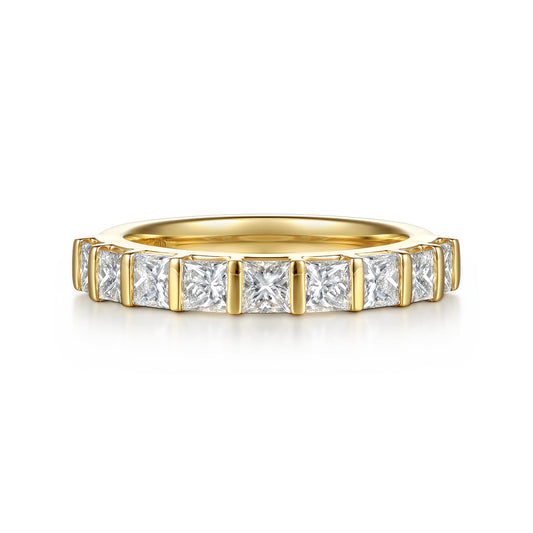 14K Yellow Gold Bar Set Princess Cut Diamond Anniversary Band — Gabriel & Co. AN17126Y44JJ