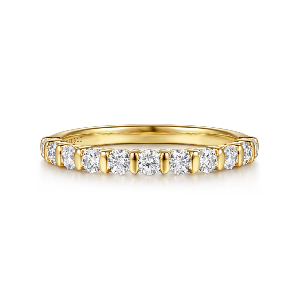 14K Yellow Gold Bar Set Diamond Anniversary Band — Gabriel & Co. AN17131Y44JJ