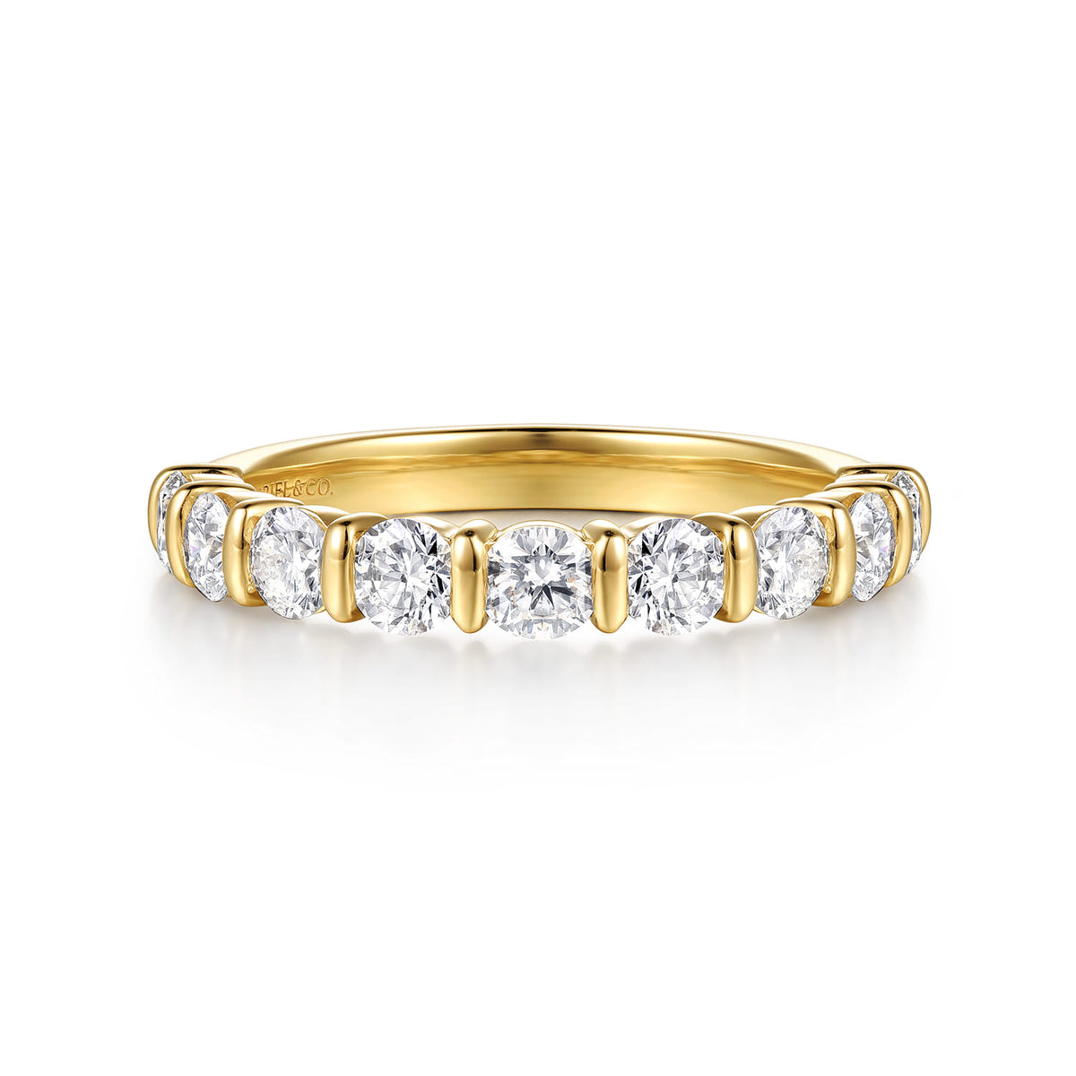 14K Yellow Gold Bar Set Diamond Anniversary Band — Gabriel & Co. AN17132Y44JJ