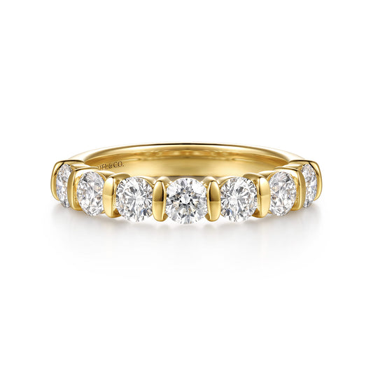 14K Yellow Gold Bar Set Diamond Anniversary Band — Gabriel & Co. AN17133Y44JJ