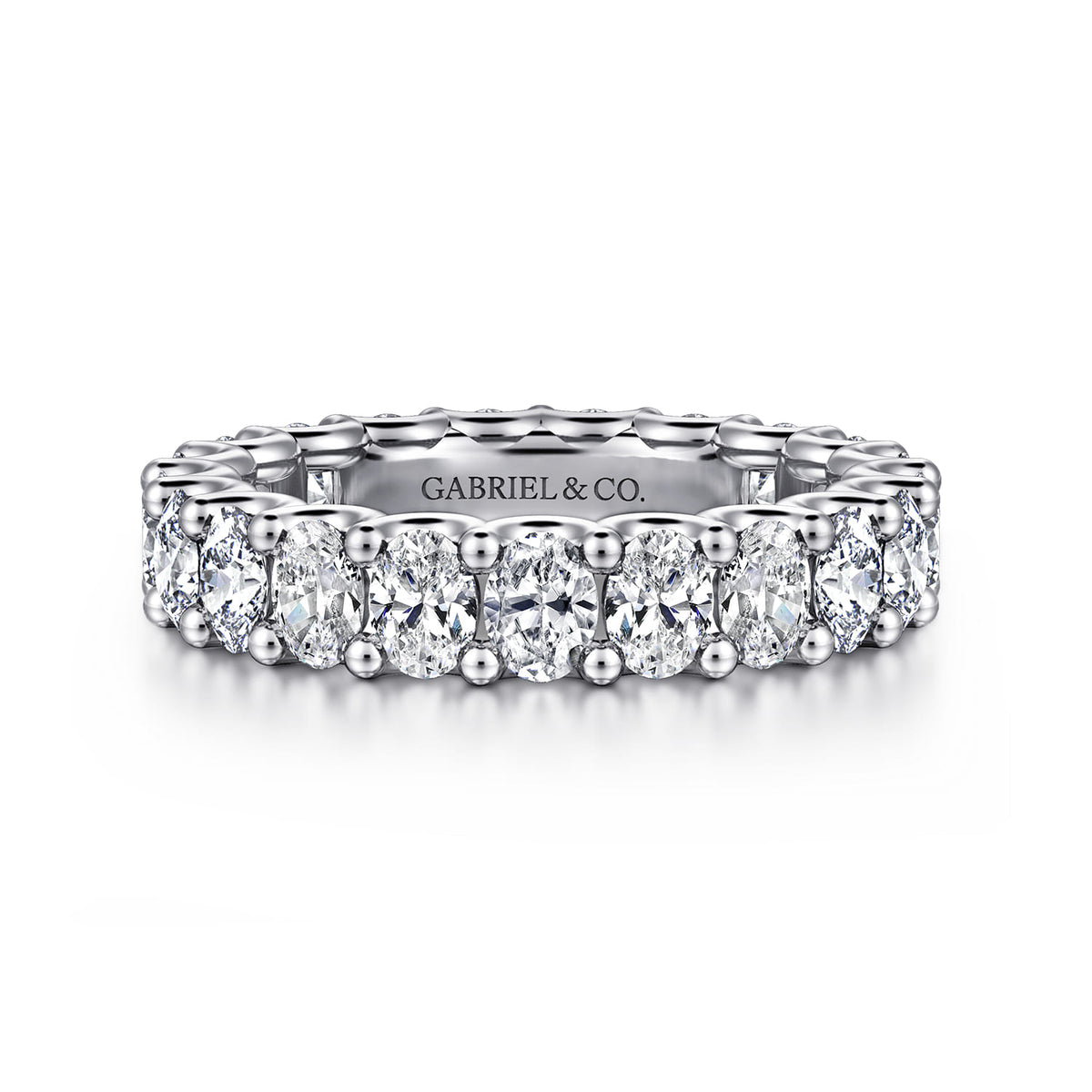 14K White Gold Scallop Setting Oval Diamond Eternity Band — Gabriel & Co. AN17148-6W44JJ