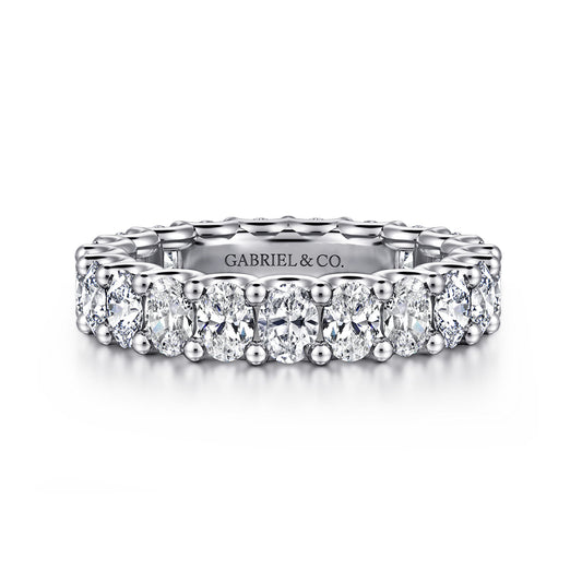 14K White Gold Scallop Setting Oval Diamond Eternity Band — Gabriel & Co. AN17148-6W44JJ