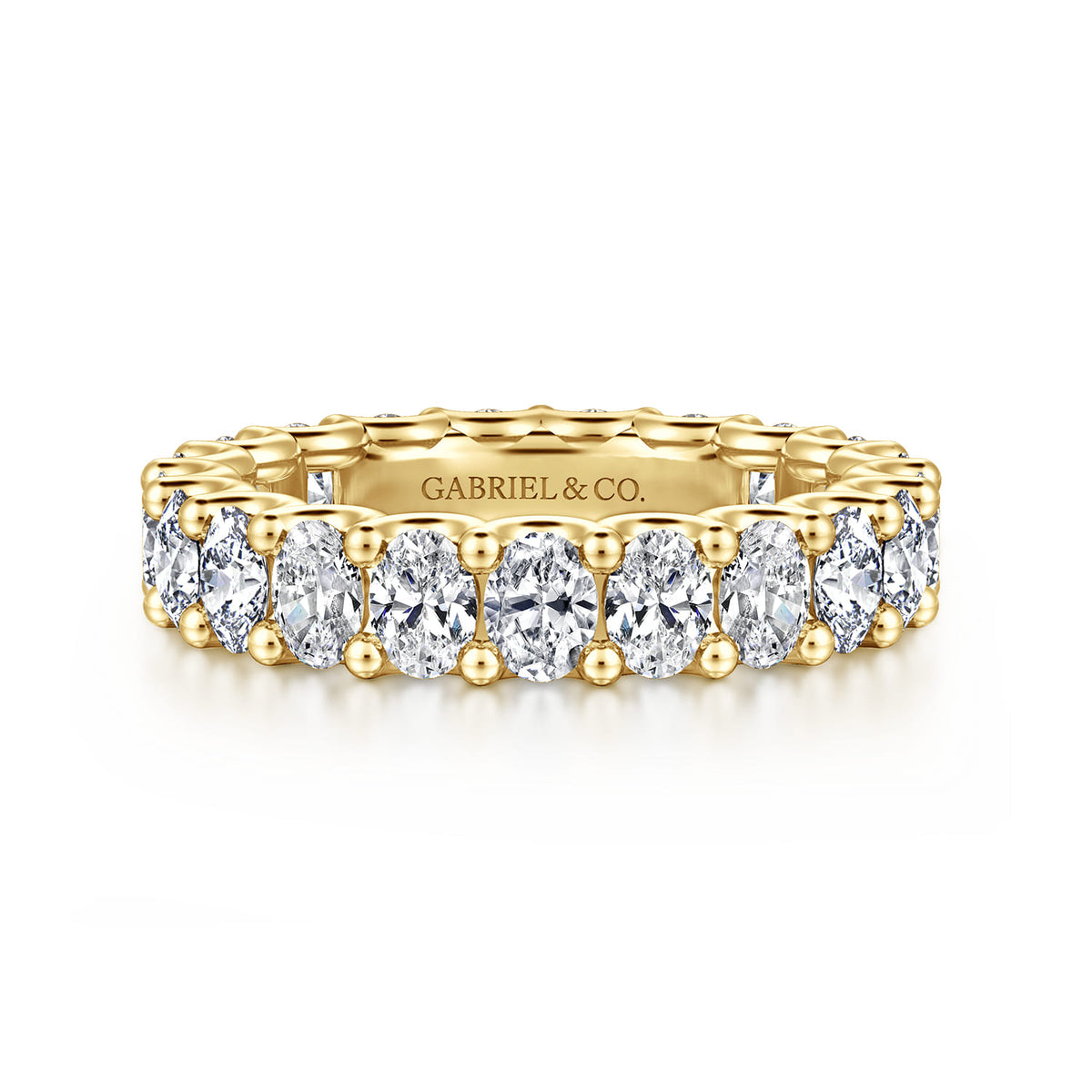 14K Yellow Gold Scallop Setting Oval Diamond Eternity Band — Gabriel & Co. AN17148-6Y44JJ