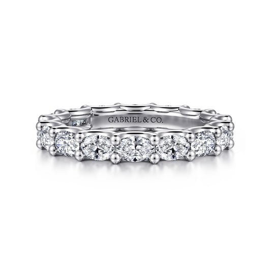 14K White Gold Scallop Setting East West Oval Diamond Eternity Band — Gabriel & Co. AN17149-6W44JJ