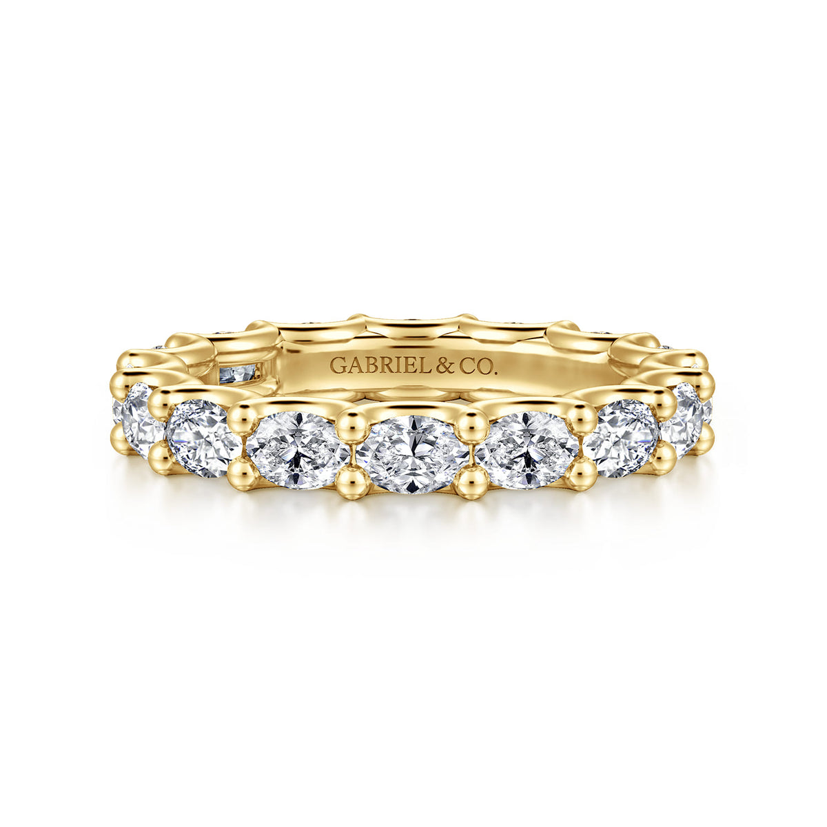 14K Yellow Gold Scallop Setting East West Oval Diamond Eternity Band — Gabriel & Co. AN17149-6Y44JJ