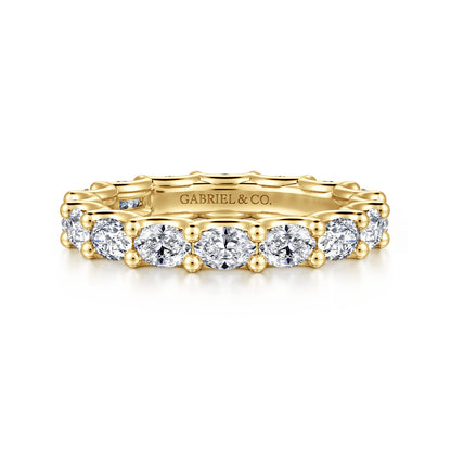 14K Yellow Gold Scallop Setting East West Oval Diamond Eternity Band — Gabriel & Co. AN17149-6Y44JJ