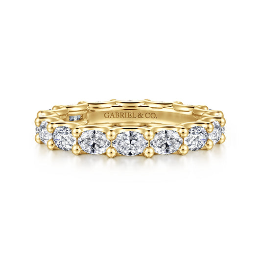 14K Yellow Gold Scallop Setting East West Oval Diamond Eternity Band — Gabriel & Co. AN17149-6Y44JJ