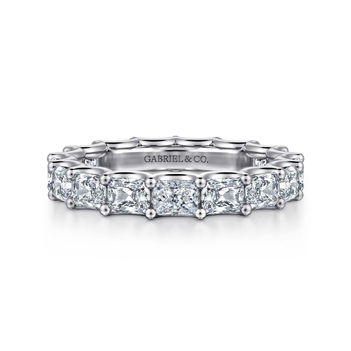 14K White Gold Scallop Setting East West Radiant Cut Diamond Eternity Band — Gabriel & Co. AN17150-6W43JJ