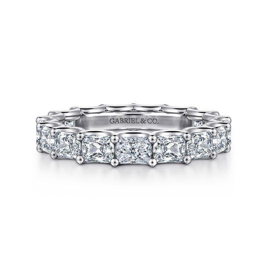 14K White Gold Scallop Setting East West Radiant Cut Diamond Eternity Band — Gabriel & Co. AN17150-6W43JJ