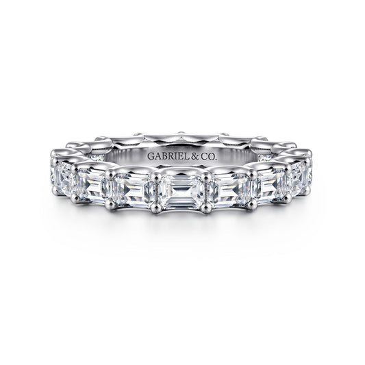 14K White Gold Scallop Setting East West Emerald Cut Diamond Eternity Band — Gabriel & Co. AN17152-6W43JJ
