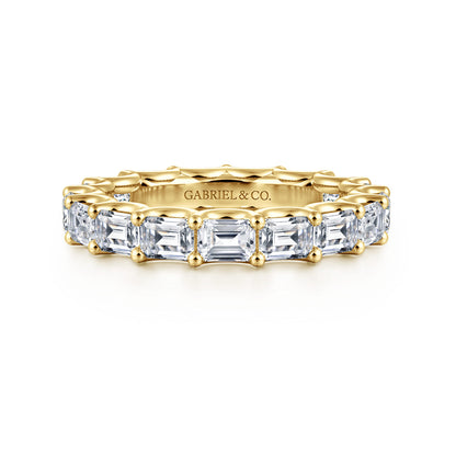 14K Yellow Gold Scallop Setting East West Emerald Cut Diamond Eternity Band — Gabriel & Co. AN17152-6Y43JJ