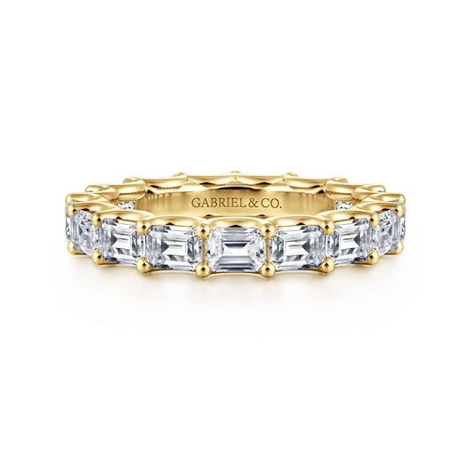 14K Yellow Gold Scallop Setting East West Emerald Cut Diamond Eternity Band — Gabriel & Co. AN17152-6Y43JJ