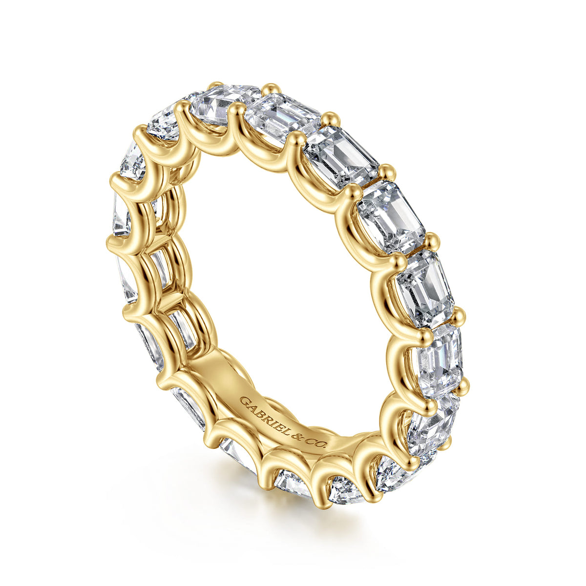 14K Yellow Gold Scallop Setting East West Emerald Cut Diamond Eternity Band — Gabriel & Co. AN17152-6Y43JJ