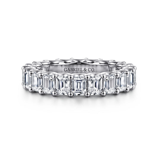 14K White Gold Scallop Setting Emerald Cut Diamond Eternity Band — Gabriel & Co. AN17153-6W43JJ