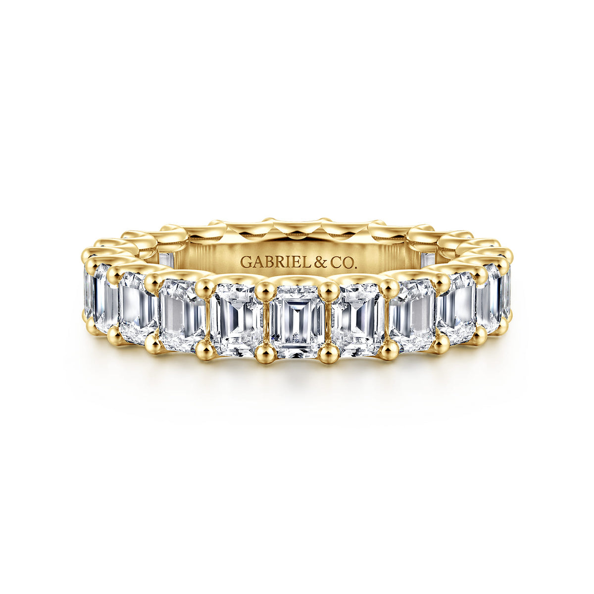 14K Yellow Gold Scallop Setting Emerald Cut Diamond Eternity Band — Gabriel & Co. AN17153-6Y43JJ